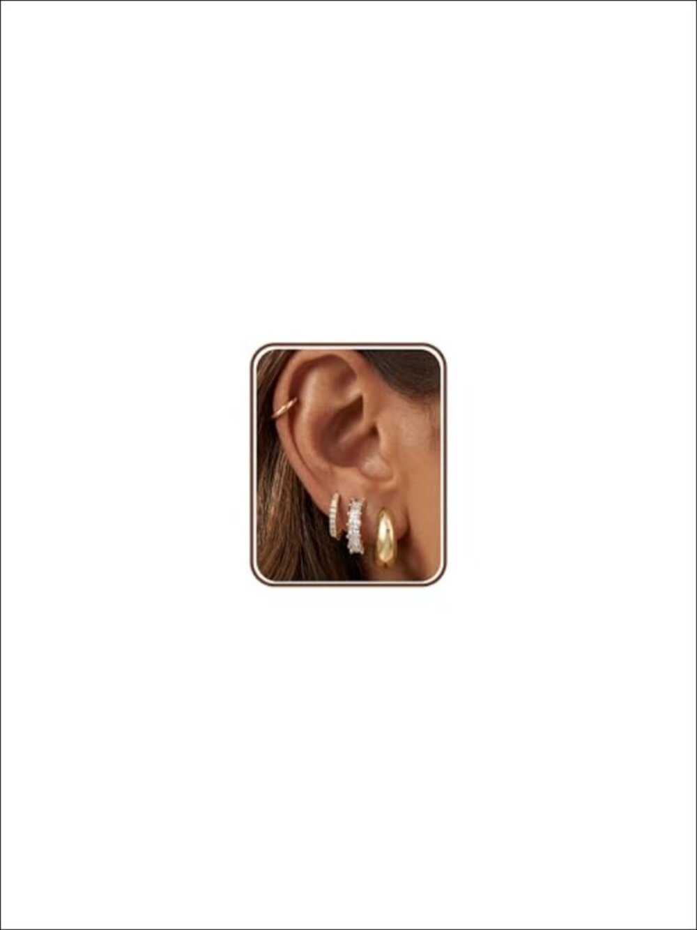 14K Gold Plated Chunky Hoop Earrings Hypoallergenic Huggie Earring Stack Set